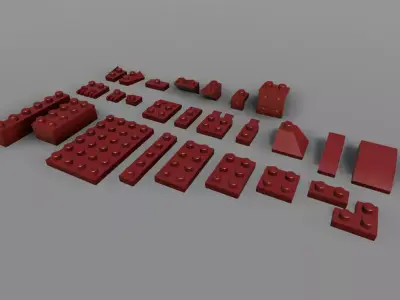 Construction Bricks Blocks Low-poly 3D model