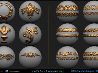 Freds 62 Ornament IMM 3dModels Volume 3   Low-poly 3D model