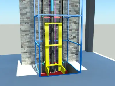 Hydraulic Powered Wire rope Elevator  Low-poly 3D model