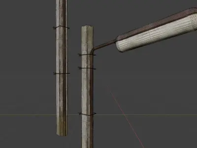 Old worn streetlight 09 Low-poly 3D model