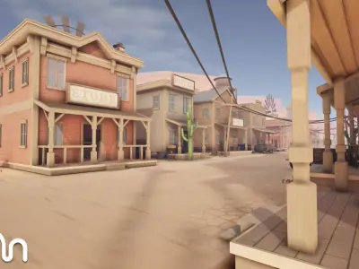 Stylized Old Western Low-poly 3D model