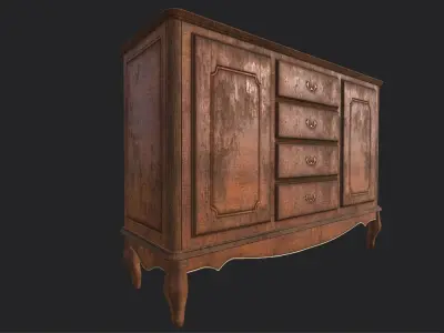 Antique Drawer Low-poly 3D model