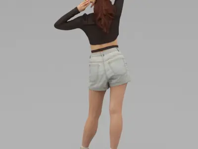 A Young Woman Holding Her Hands At the Back Of Head 3D model