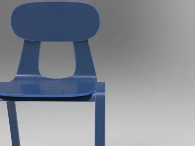 Flat Chair Low-poly 3D model