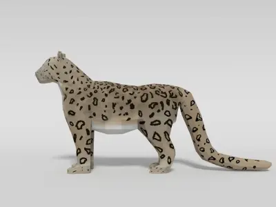 Low Poly Cartoon Snow Leopard Low-poly 3D model