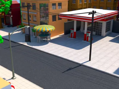 Cartoon Town 3D model