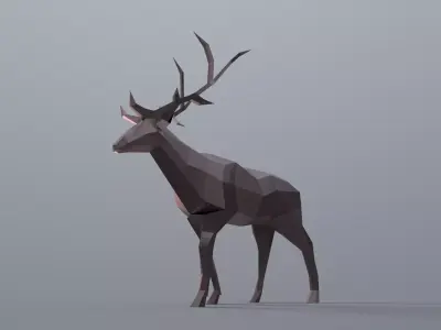 Deer low poly 3D model polygonal Low-poly 3D model