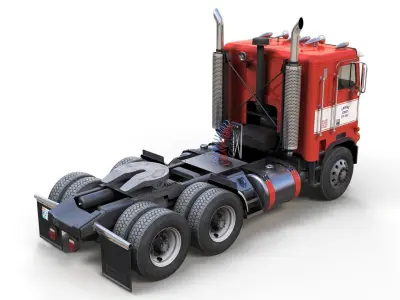 Freightliner Powerliner daycab semitruck Low-poly 3D model