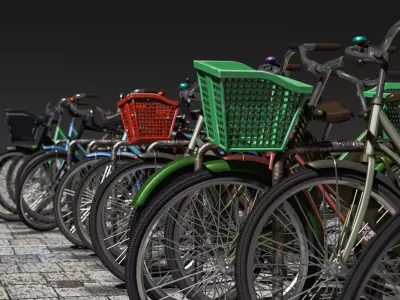 Bike Rack with Bike models 3D model