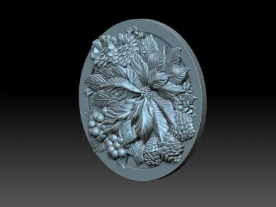 Decorative panel with flowers 3D print model