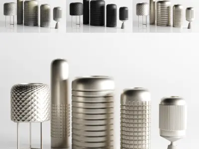 Vase Concrete metal ceramic Indoor Outdoor Set 04 3D model