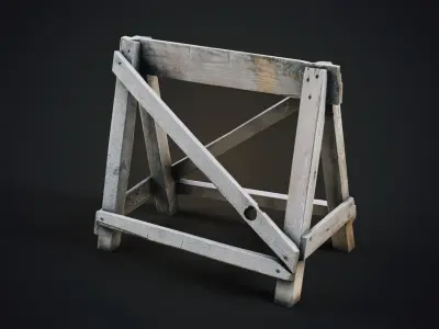Wood barricade Low-poly 3D model