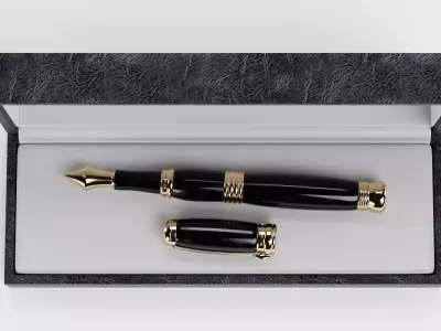 Luxury Fountain Pen in Box Low-poly 3D model