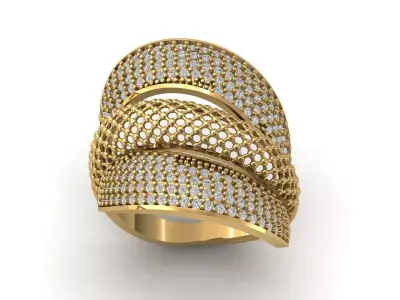 STL 3DM Print Ready Women Diamond Ring Lightweight Printable  3D print model 146