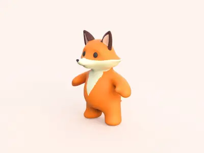 Little animal baby - Fox cute - Animated  Low-poly 3D model