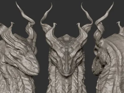Stone Dragon Head 3D model