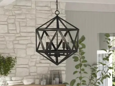 Loomis Light Candle Style Geometric Chandelier - 2 Colour 3D model