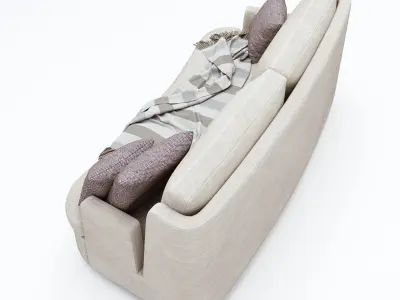 Two Seater sofa with throw and cushions 3D model