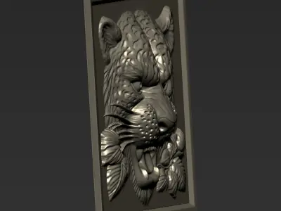 Angry Leopard Head A70 3D print model