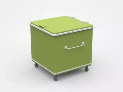 Industrial Container Cart On Wheels With Handle 3D model