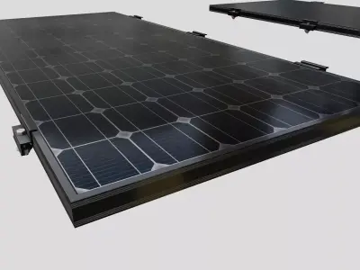 Black Framed Solar Panel 160W 1480x670x35mm 3D model
