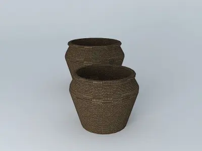 Baskets two wicker pots Free 3D model