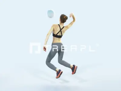 Beauty 17C Jumping Smashing Sports Volleyball Woman Low-poly 3D model