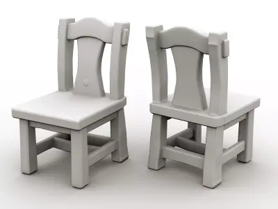 Stylized Wooden Chair 02 Low-poly 3D model