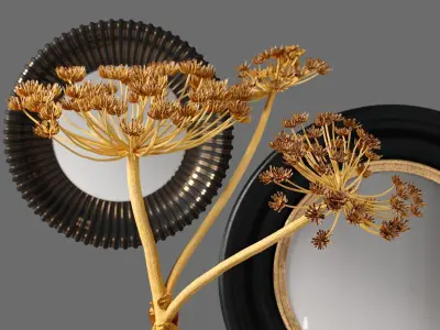 Decor Branch in a vase and mirrors Set 8 3D model