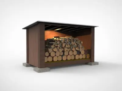 wood storage shed 3D print model
