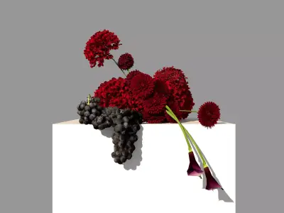 Red flower arrangement 3D model