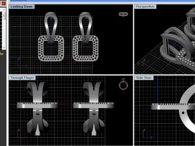 Square classic earrings  3D print model