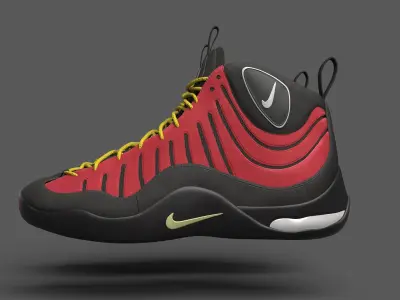 Nike Air Bakin OG Black Red Yellow 3D model