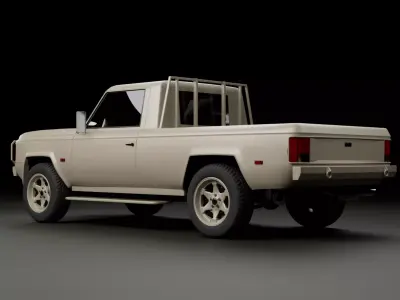 70s 80s Military pickup truck V2 Low-poly 3D model