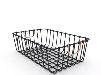 Antique Pewter Decorative Wire Basket 3D model