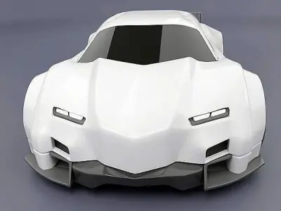Retrofuturistic concept car 3D model