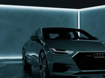 Sci-Fi Garage with Sports Car 3D model