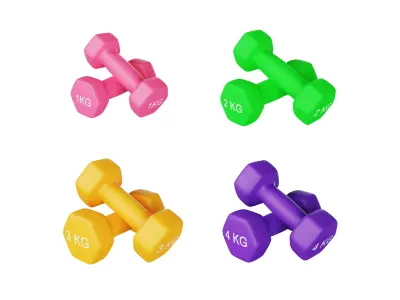 Dumbbells 1 2 3 and 4 KG 3D Model Pack