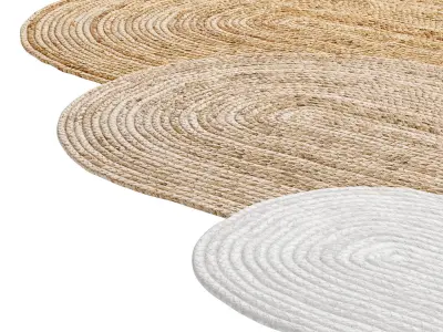 Natural Oval shape Braided Jute Rug 6 in one Low-poly 3D model
