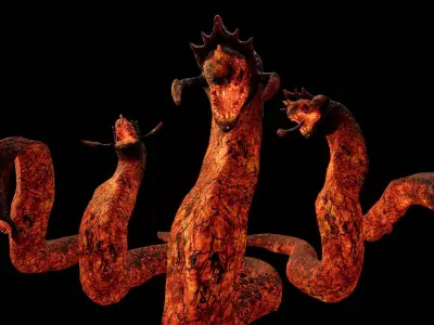Hell worm low-poly game engine ready 3D model Low-poly 3D model