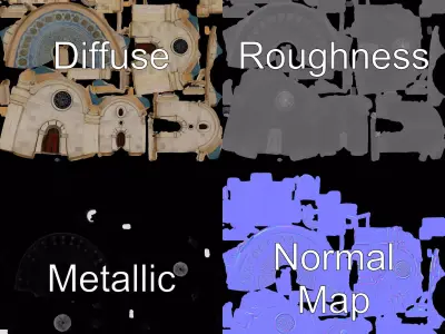 Ancient Chapel Stonework model pack Low-poly 3D model