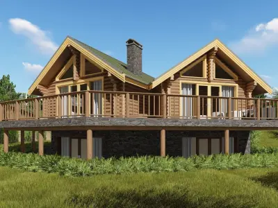 3D model of a wooden house 3D model purchase