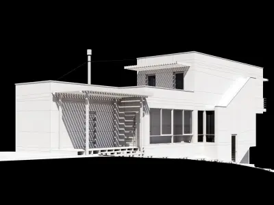 Modern house on a narrow plot 3D model
