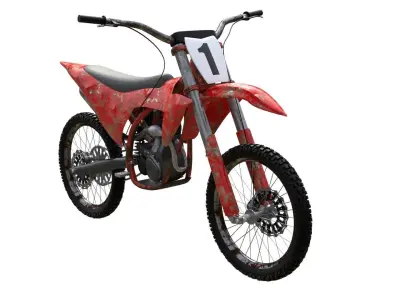 Rusty motocross dirt bike motorcycle Low-poly 3D model