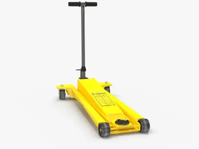 Floor Car Jack Yellow Low-poly 3D model