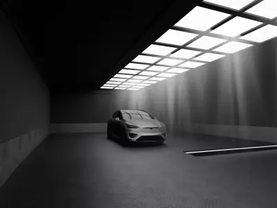 Car studio interior Low-poly 3D model