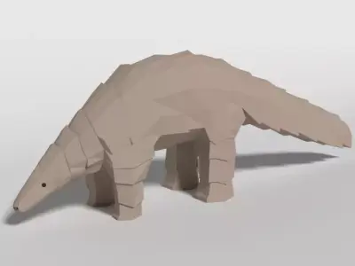 Low Poly Cartoon Pangolin Low-poly 3D model