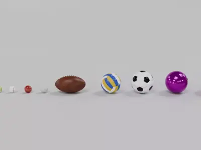 Sports Ball Set Low-poly 3D model