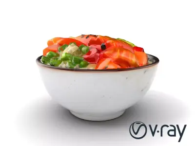 Chirashi Sushi Bowl 3D model pack Low-poly 3D model