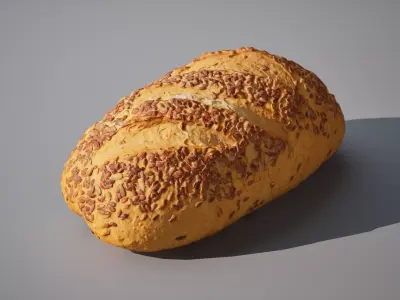 Bread with toppings 6K triangles 4K PBR textures Low-poly 3D model